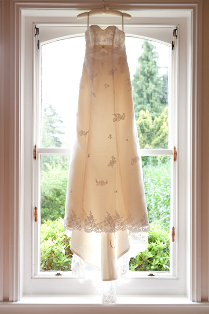 Window framed wedding dress