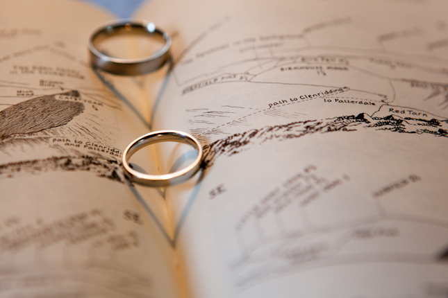 Wedding rings on themed book